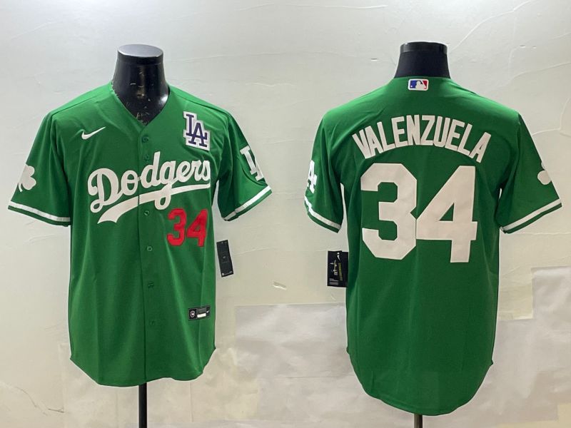 Men Los Angeles Dodgers #34 Valenzuela Green Fashion 2025 Nike MLB Jersey style 5->los angeles dodgers->MLB Jersey